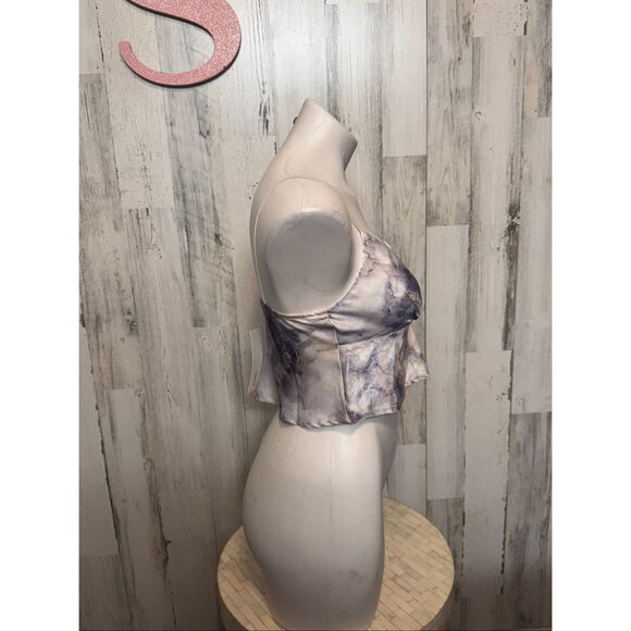 Timing Marble Print Satin Cami Crop Top Size Small - Picture 7 of 7